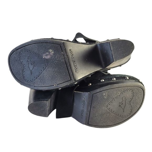 Rocket Dogs Suede Studded Heeled Clogs/Mules with Strap Size 8.5 - Picture 7 of 11